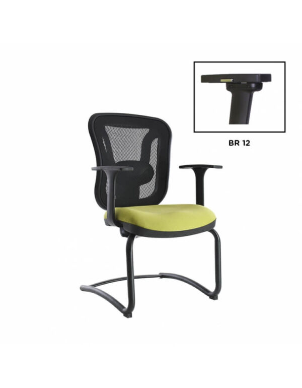 Sillón BM 1002 ergonómico de respaldo medio en malla negra con soporte lumbar ajustable.