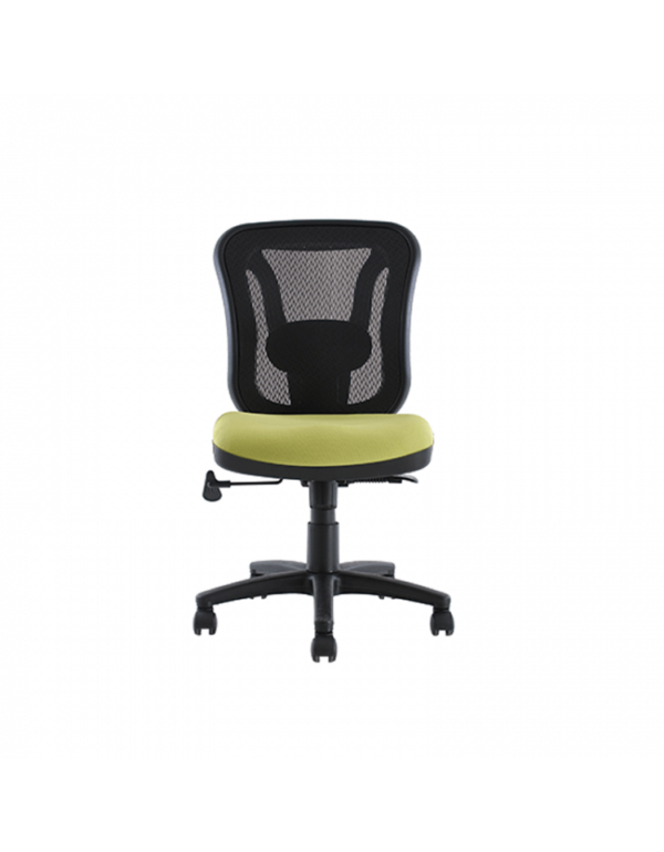 Sillón BM 1004 ergonómico de respaldo medio en malla negra con soporte lumbar ajustable.